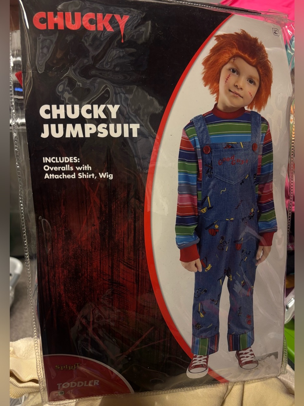 Chucky Jumpsuit Kids Costume - Blue Denim Overalls with Stripe Shirt (Chucky)